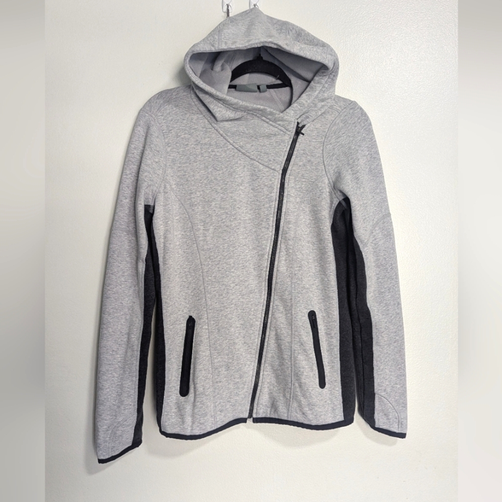 Athleta Gray Black Hooded Full Zip Sweatshirt Size XS